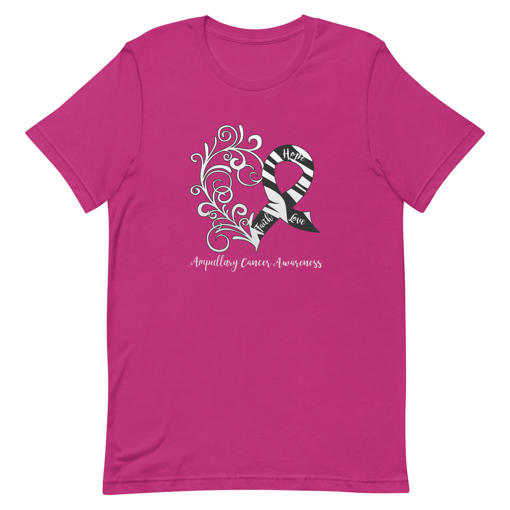 Ampullary Cancer Awareness Heart T-Shirt - Dark Colors