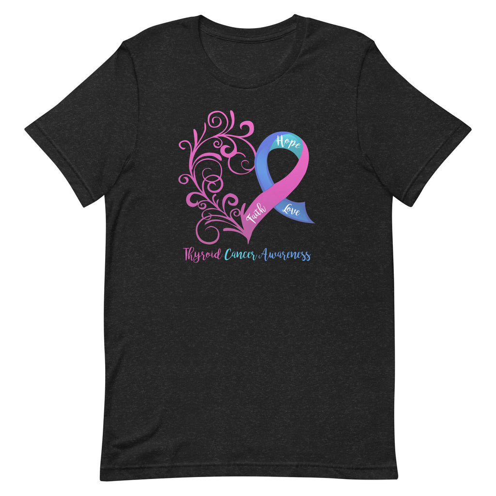 Thyroid Cancer Awareness Heart T-Shirt - Dark Colors