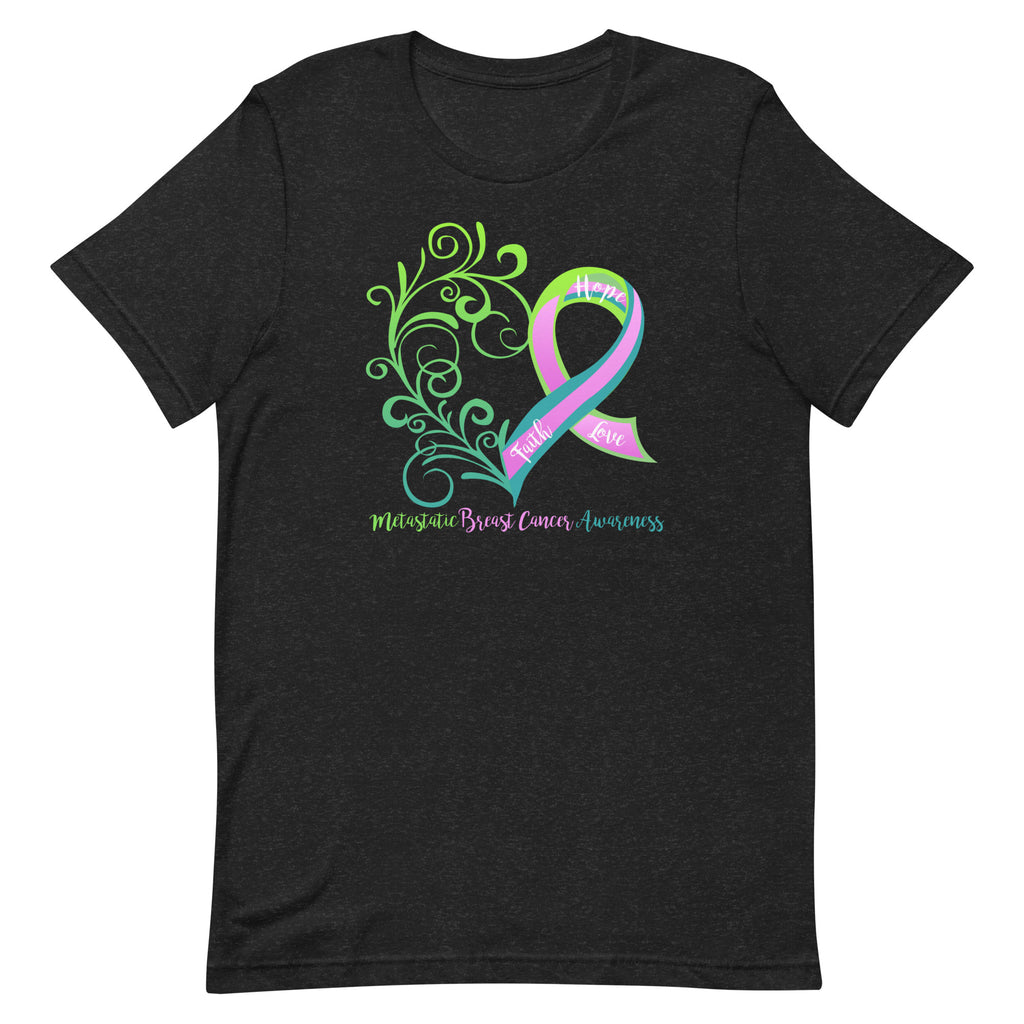 Metastatic Breast Cancer Awareness Heart T-Shirt - Dark Colors