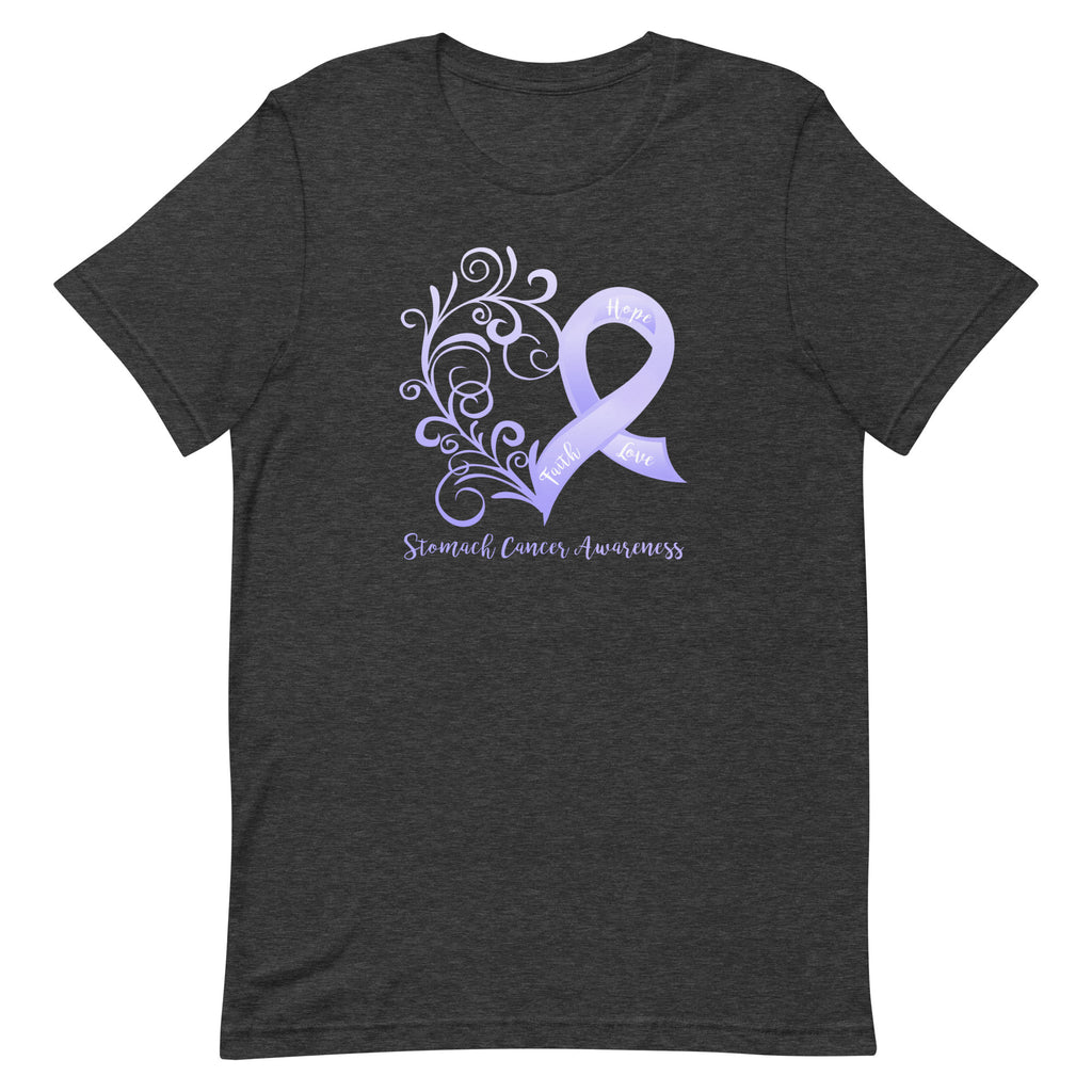 Stomach Cancer Awareness Heart T-Shirt - Dark Colors