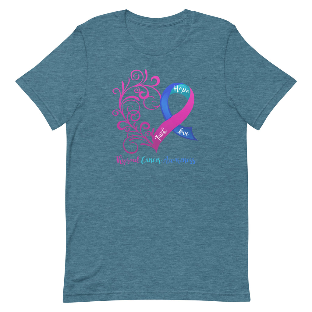 Thyroid Cancer Awareness Heart T-Shirt - Dark Colors