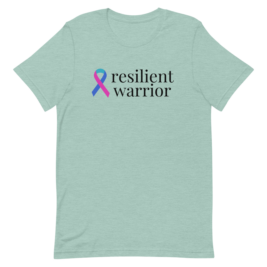Thyroid Cancer "resilient warrior" Ribbon T-Shirt - Light Colors