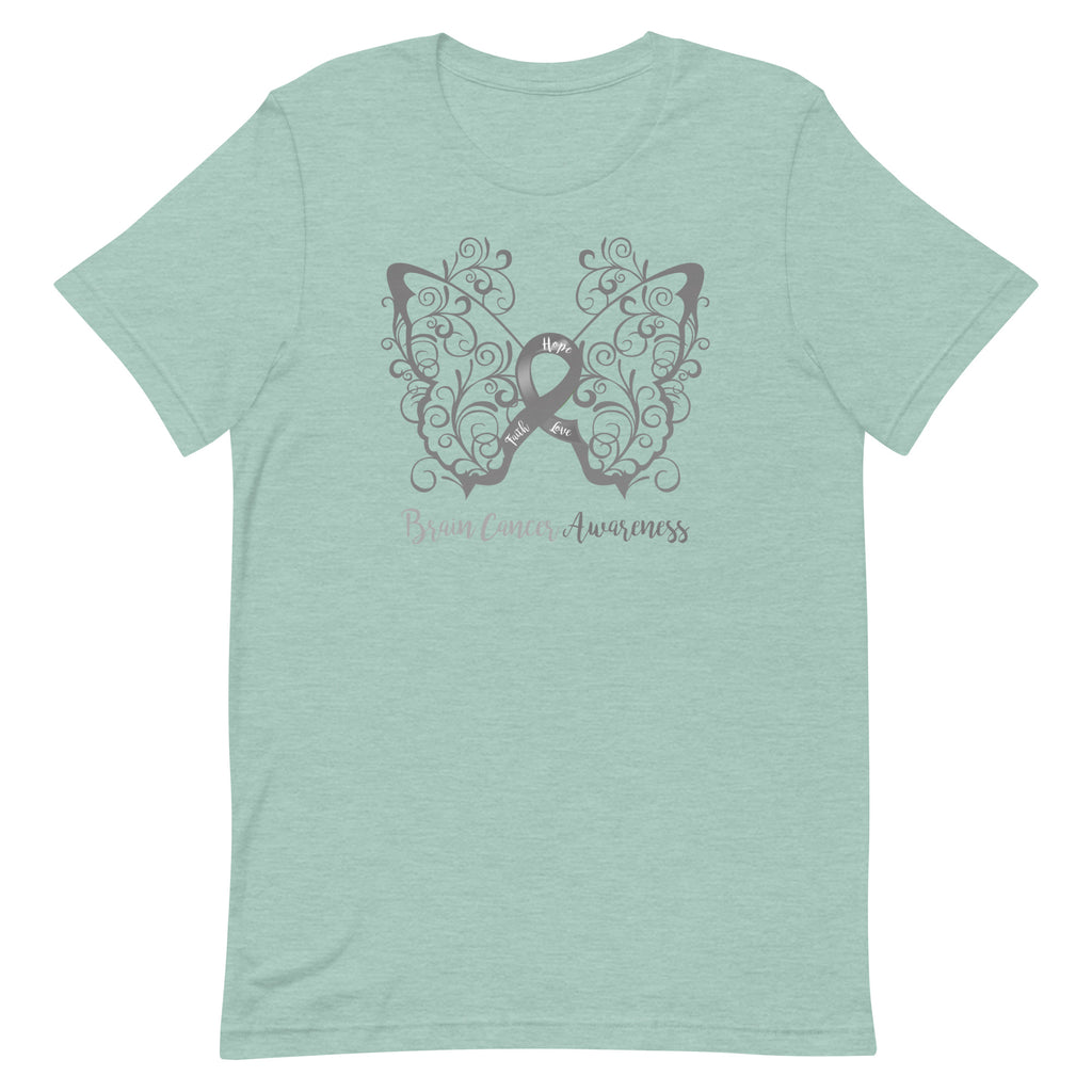 Brain Cancer Awareness Filigree Butterfly T-Shirt - Light Colors