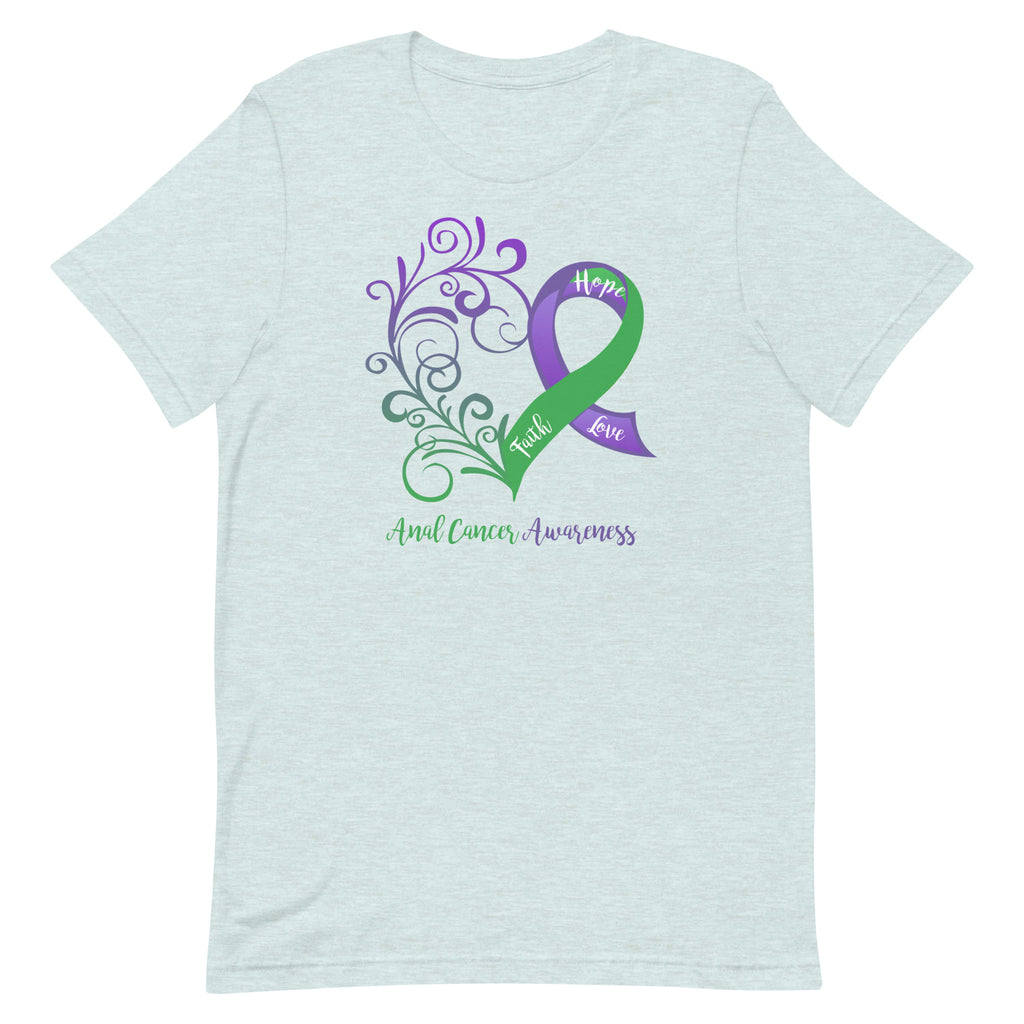 Anal Cancer Awareness Heart T-Shirt (Several Colors Available)