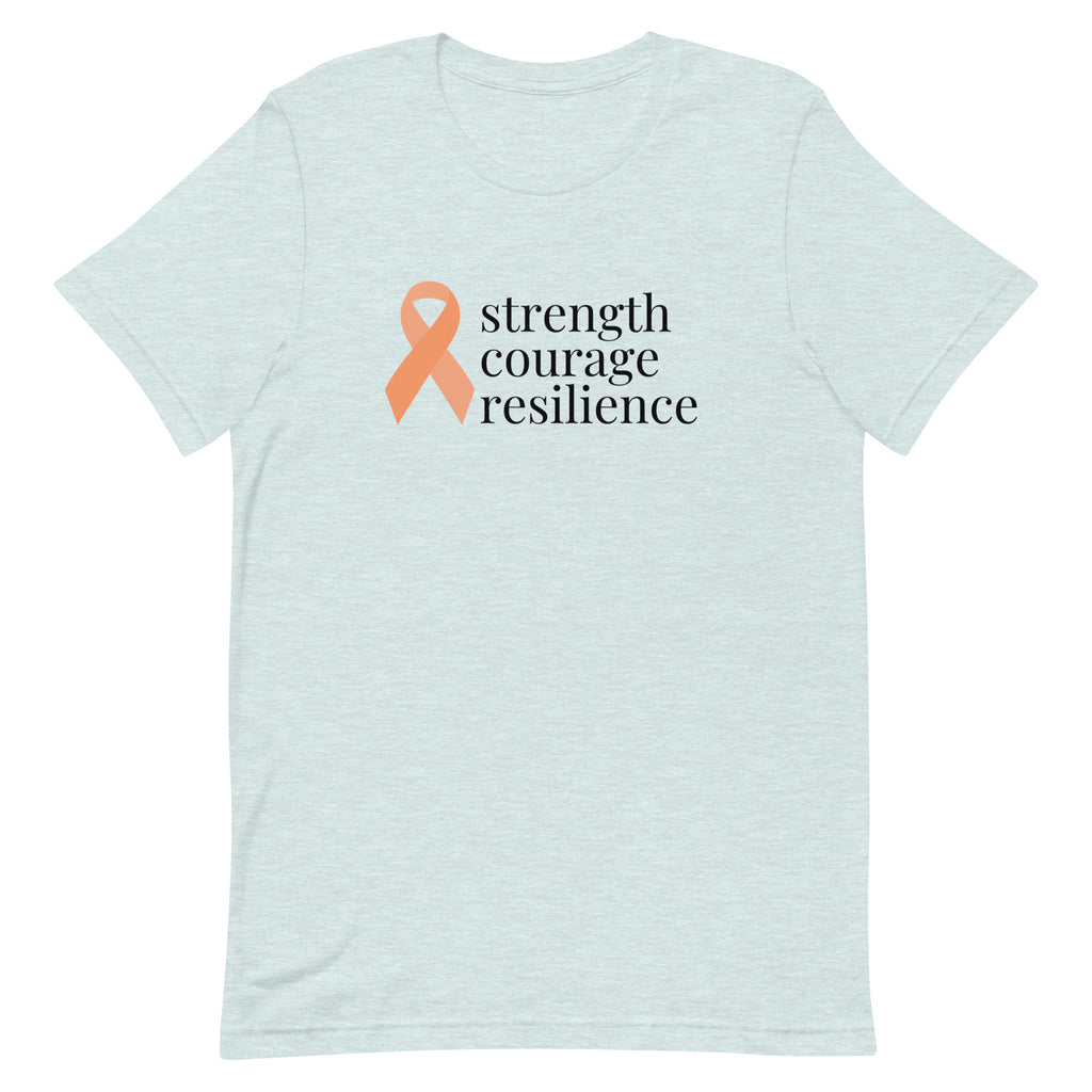 Endometrial Cancer "strength courage resilience" Ribbon T-Shirt - Light Colors