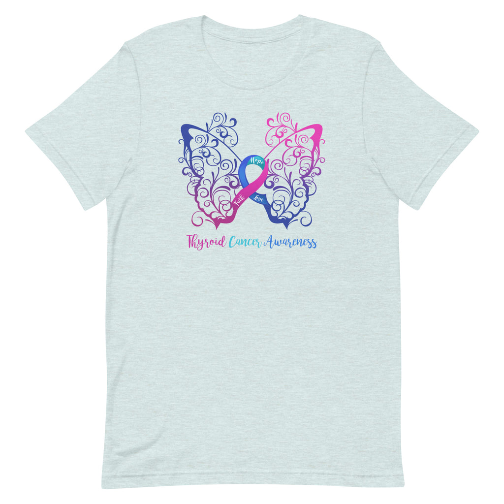 Thyroid Cancer Awareness Filigree Butterfly T-Shirt (Several Colors Available)