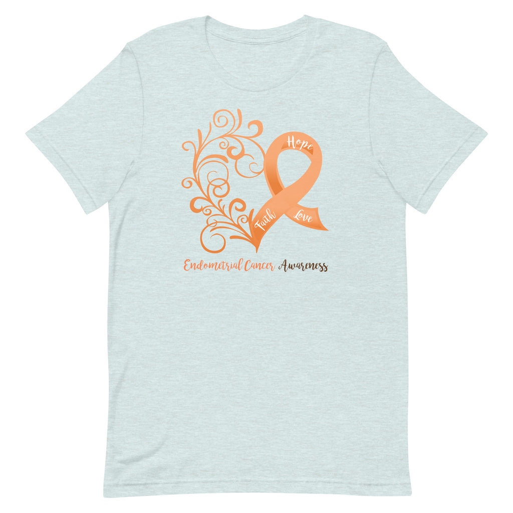 Endometrial Cancer Awareness Heart T-Shirt - Light Colors