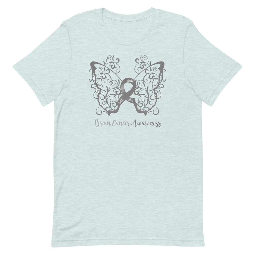 Brain Cancer Awareness Filigree Butterfly T-Shirt - Light Colors