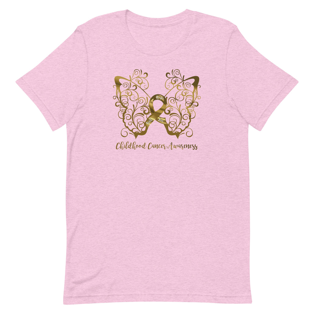 Childhood Cancer Awareness Filigree Butterfly Adult T-Shirt