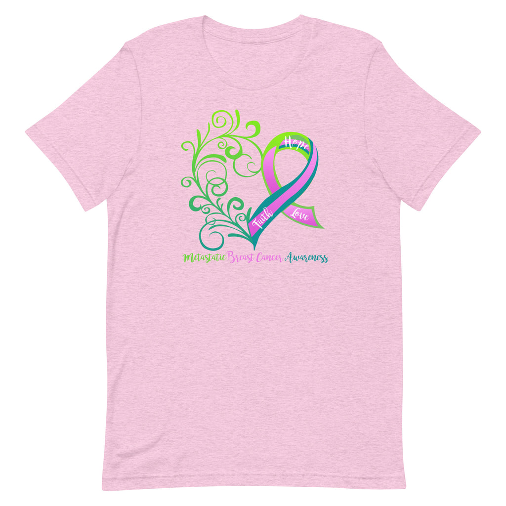 Metastatic Breast Cancer Awareness Heart T-Shirt - Light Colors