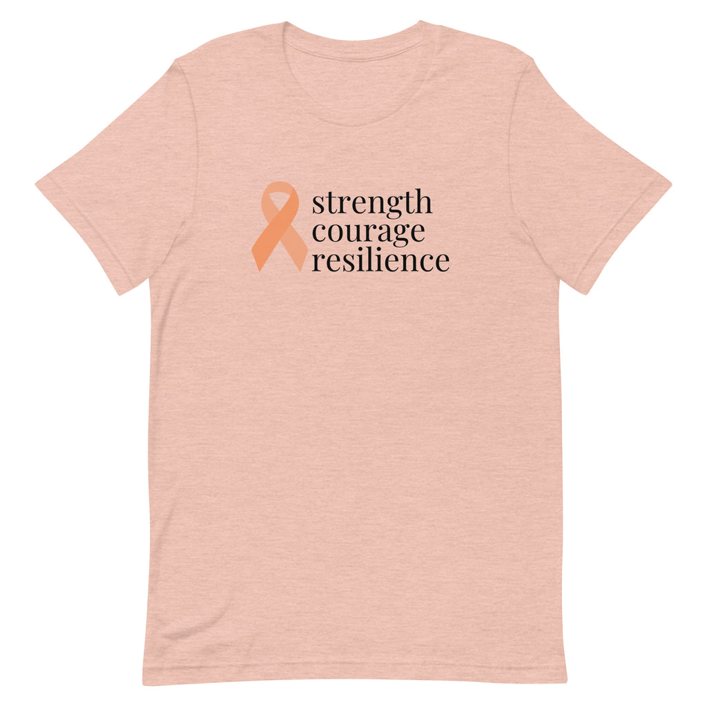 Uterine Cancer "strength courage resilience" T-Shirt - Light Colors