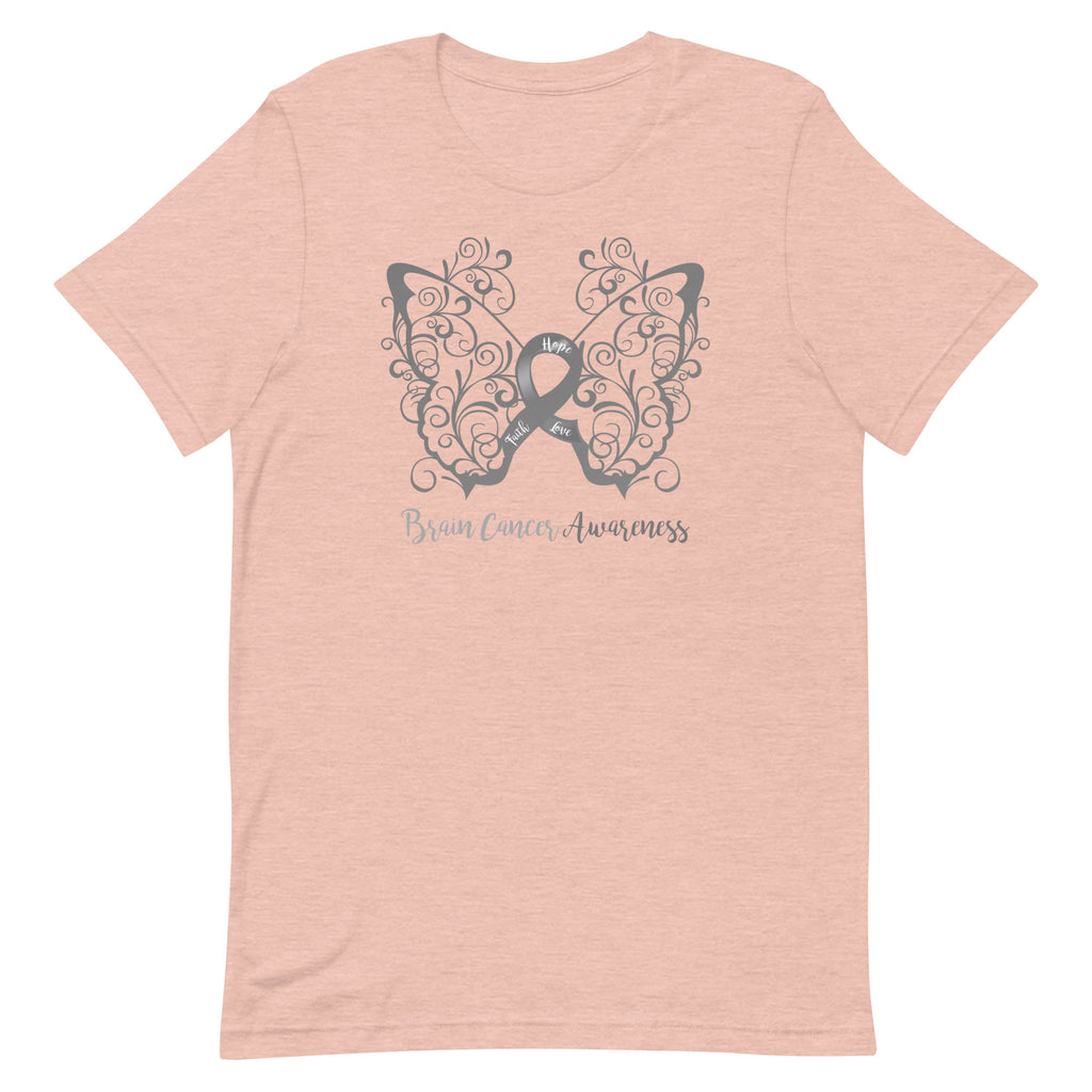 Brain Cancer Awareness Filigree Butterfly T-Shirt - Light Colors