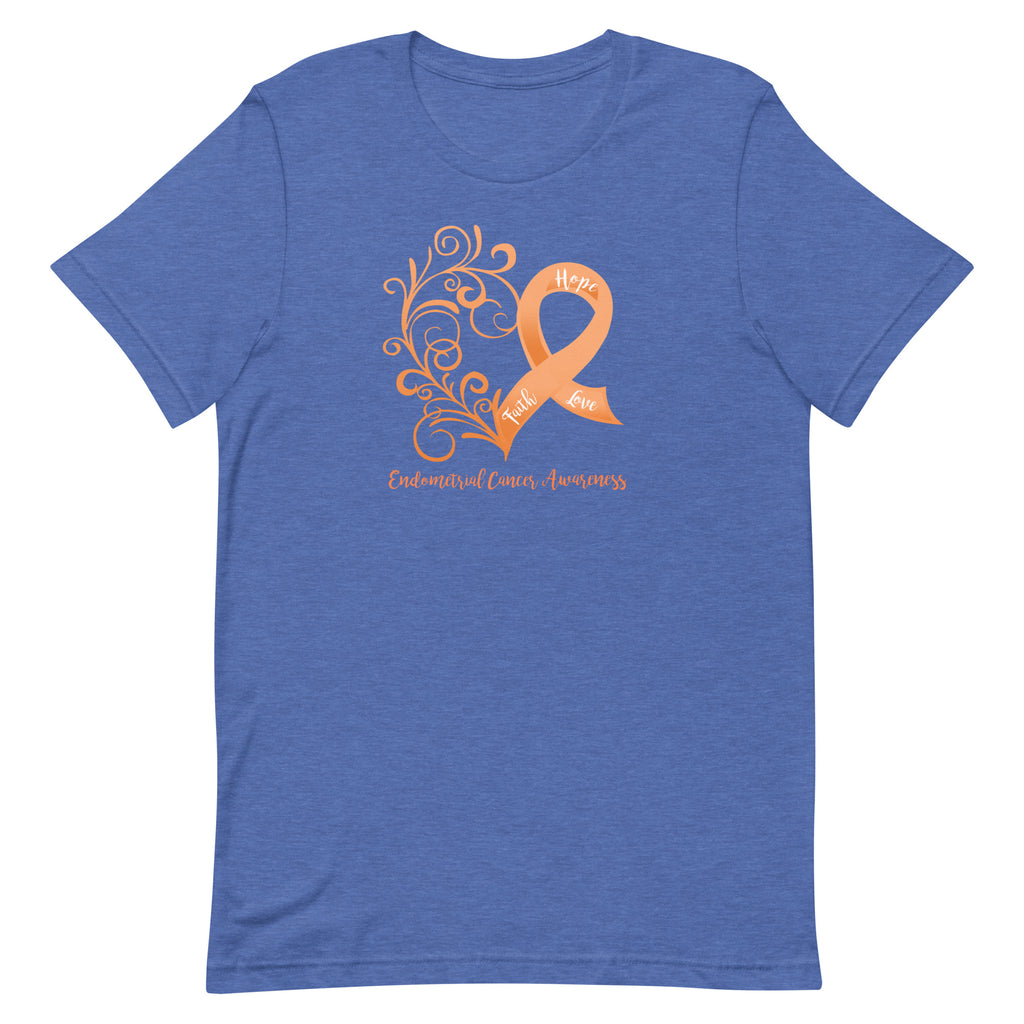 Endometrial Cancer Awareness Heart T-Shirt - Dark Colors