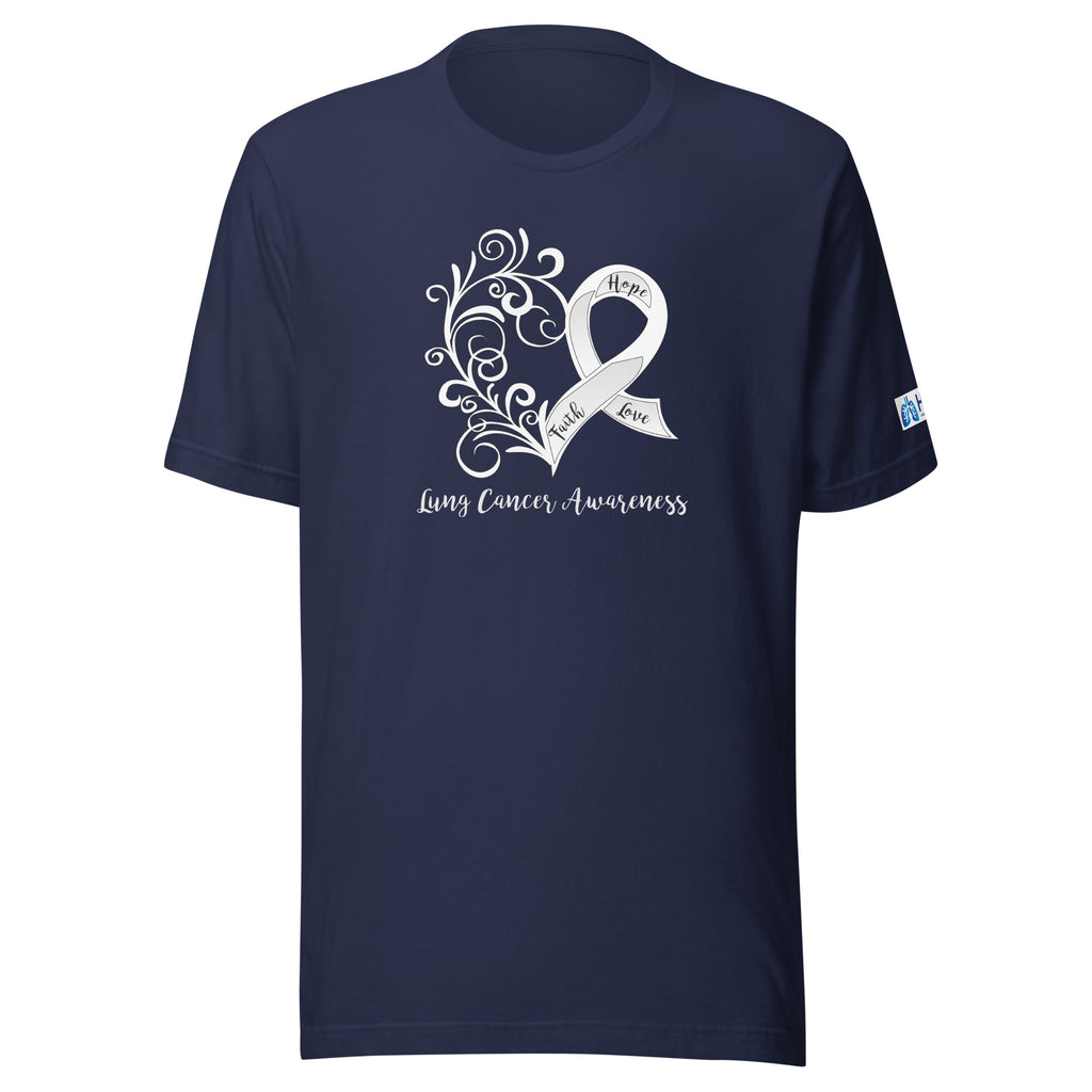 Lung Cancer Awareness Heart / HPM Logo Sleeve T-Shirt (Bella+Canvas)