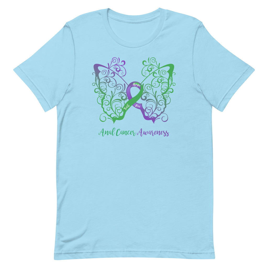 Anal Cancer Awareness Filigree Butterfly T-Shirt (Several Colors Available)