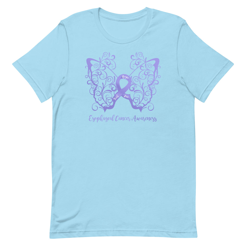 Esophageal Cancer Awareness Filigree Butterfly T-Shirt - Light Colors