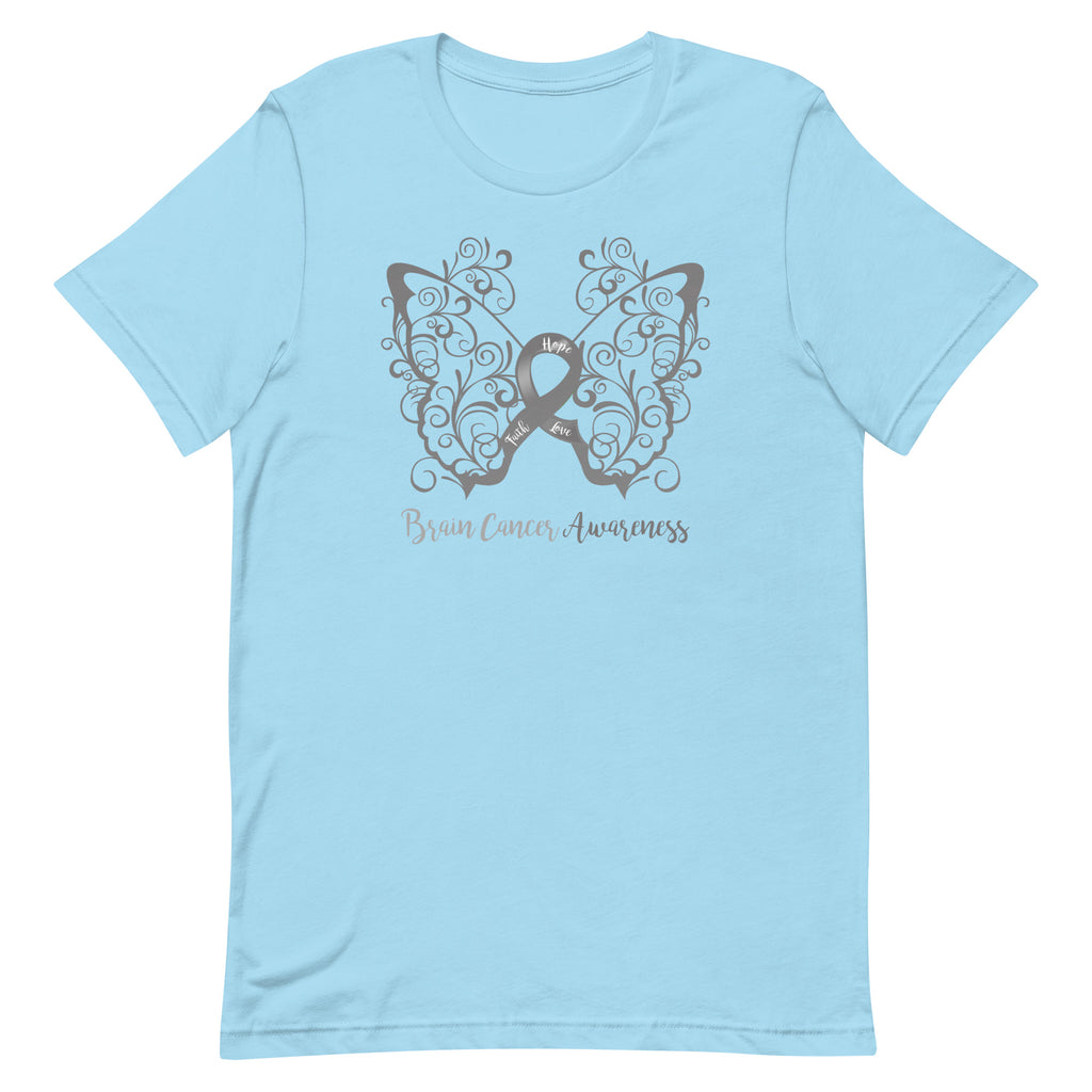 Brain Cancer Awareness Filigree Butterfly T-Shirt - Light Colors