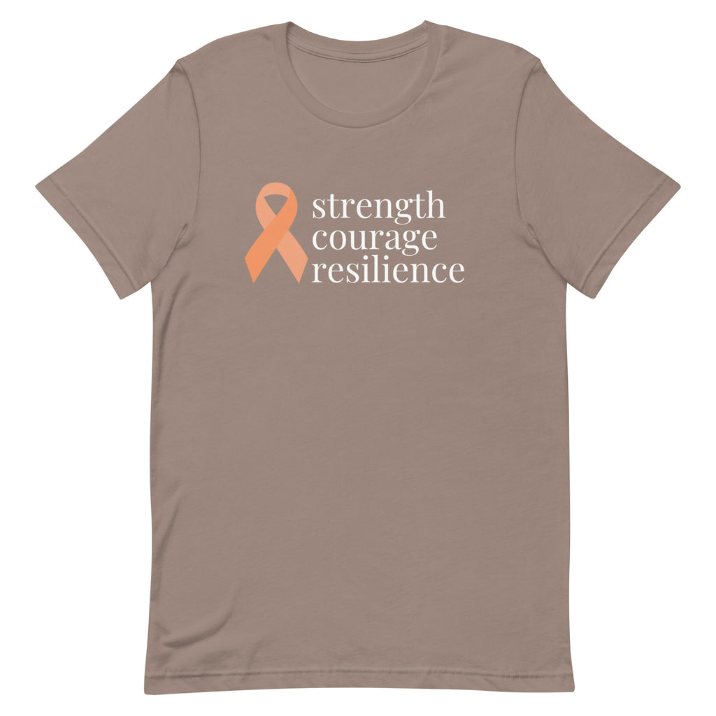 Endometrial Cancer "strength courage resilience" Ribbon T-Shirt - Dark Colors