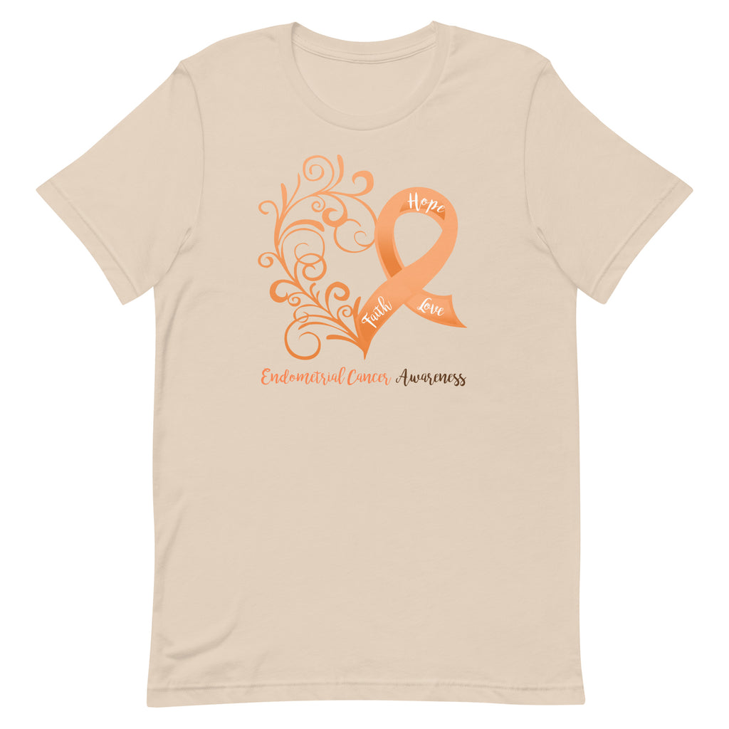 Endometrial Cancer Awareness Heart T-Shirt - Light Colors