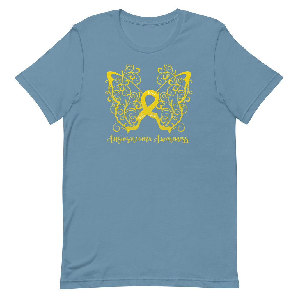 Angiosarcoma Awareness Filigree Butterfly T-Shirt (Several Colors Available)