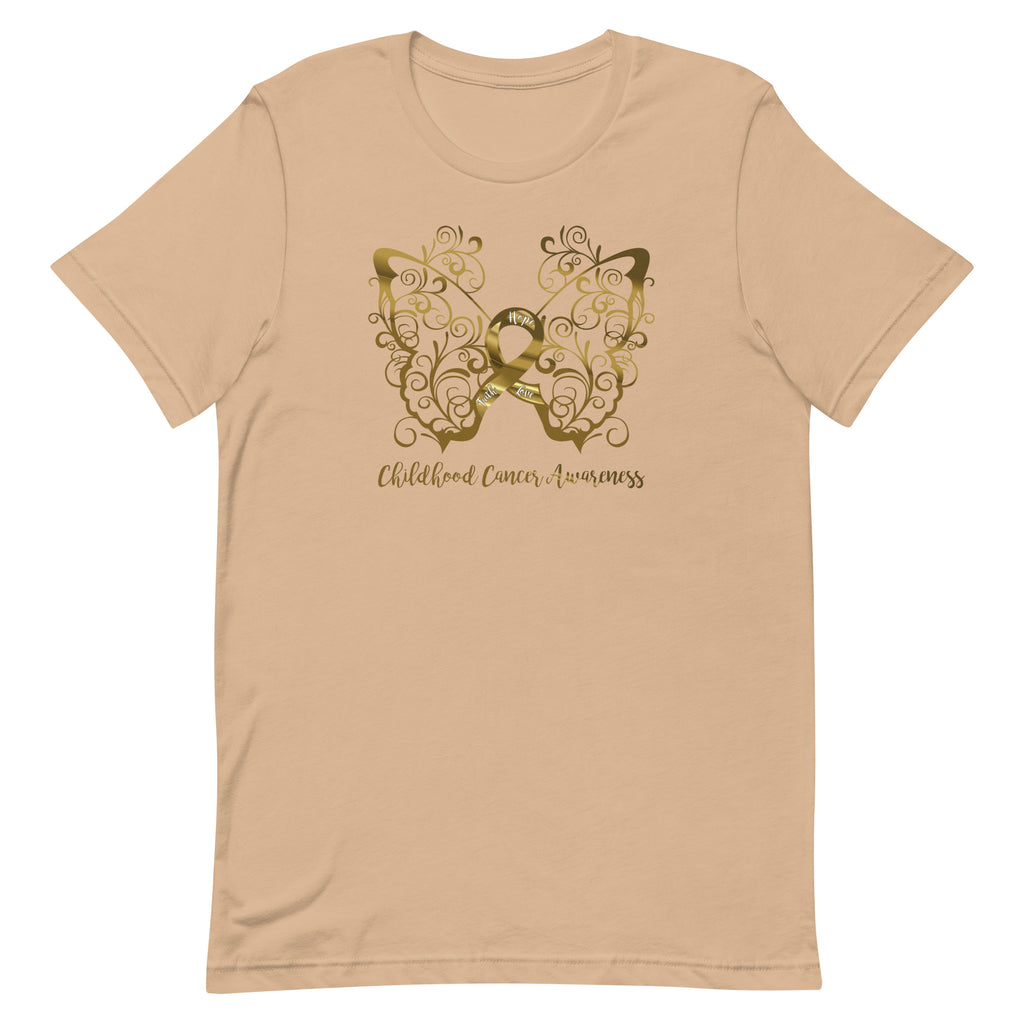 Childhood Cancer Awareness Filigree Butterfly Adult T-Shirt