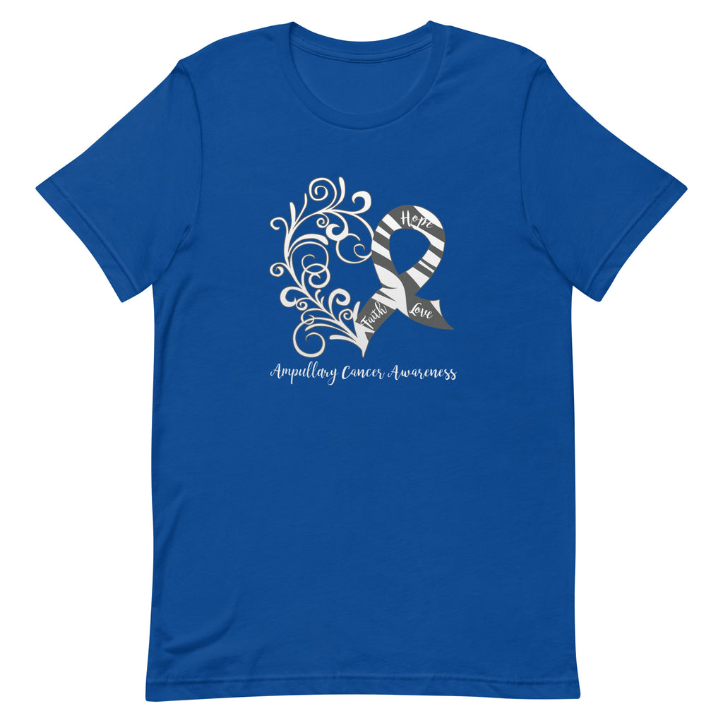 Ampullary Cancer Awareness Heart T-Shirt - Dark Colors