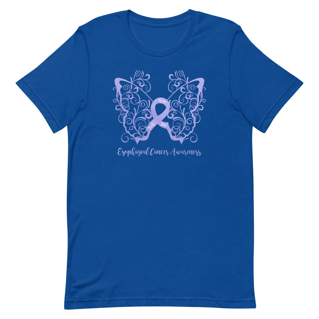 Esophageal Cancer Awareness Filigree Butterfly T-Shirt - Dark Colors