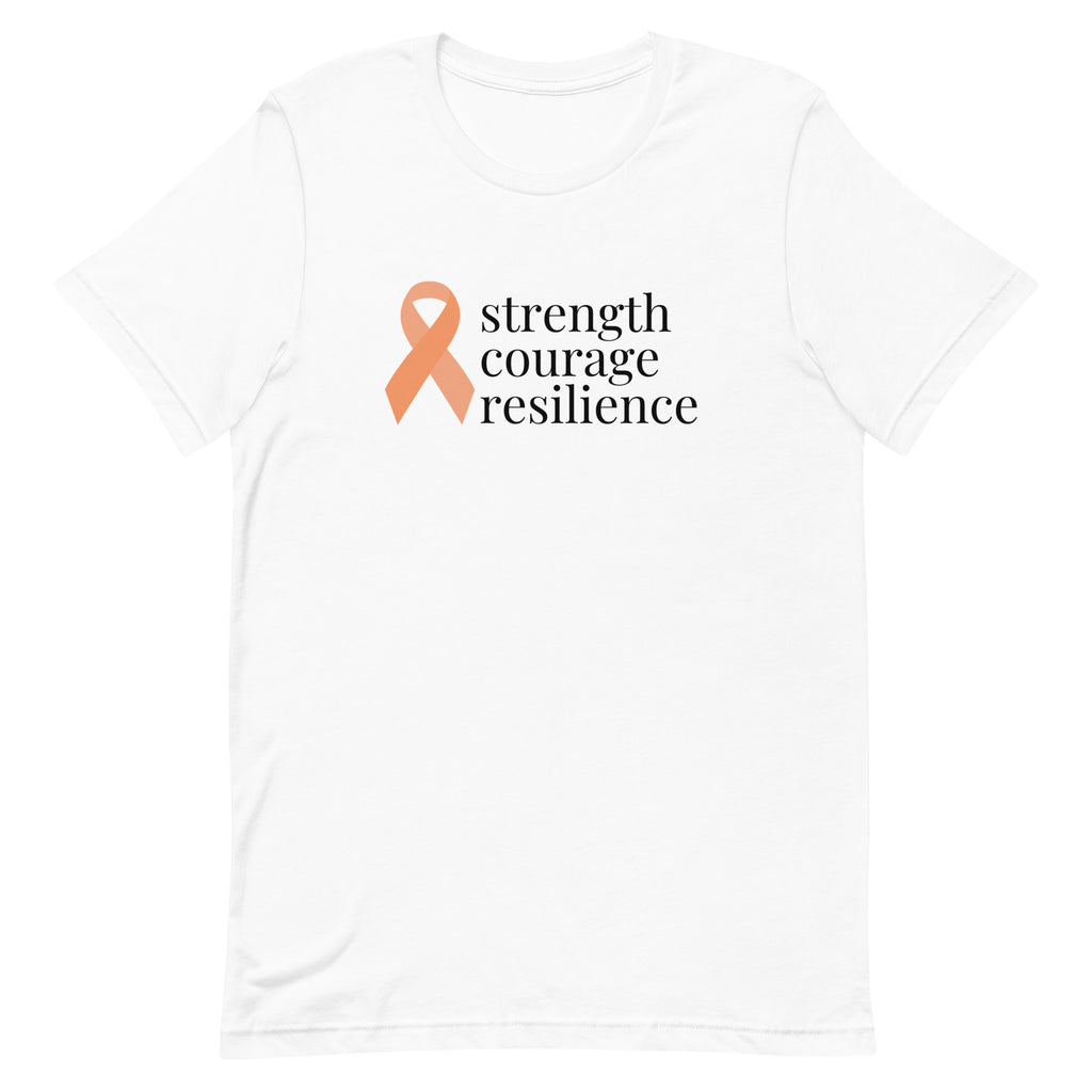 Endometrial Cancer "strength courage resilience" Ribbon T-Shirt - Light Colors
