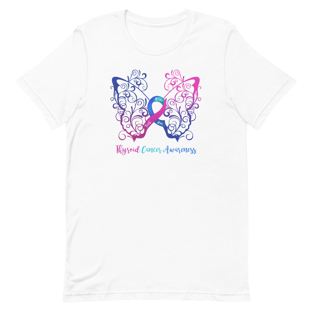 Thyroid Cancer Awareness Filigree Butterfly T-Shirt (Several Colors Available)