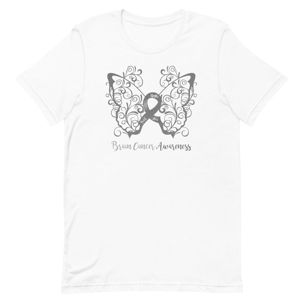 Brain Cancer Awareness Filigree Butterfly T-Shirt - Light Colors