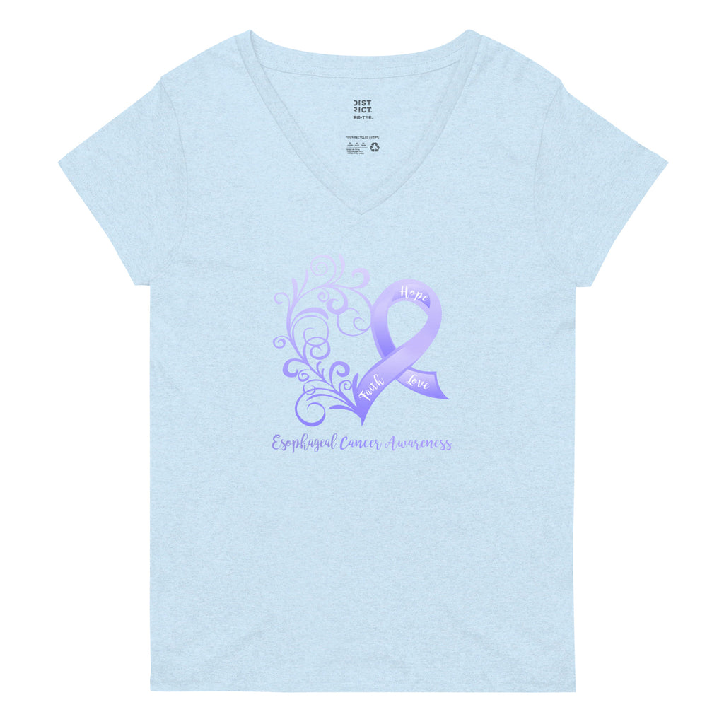 Esophageal Cancer Awareness Heart Women’s Recycled V-Neck T-Shirt