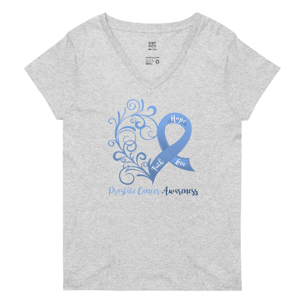Prostate Cancer Awareness Heart Women’s Recycled V-Neck T-Shirt