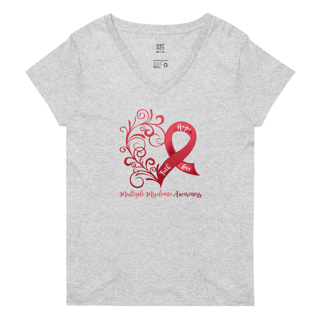 Multiple Myeloma Awareness Heart Women’s Recycled V-Neck T-Shirt