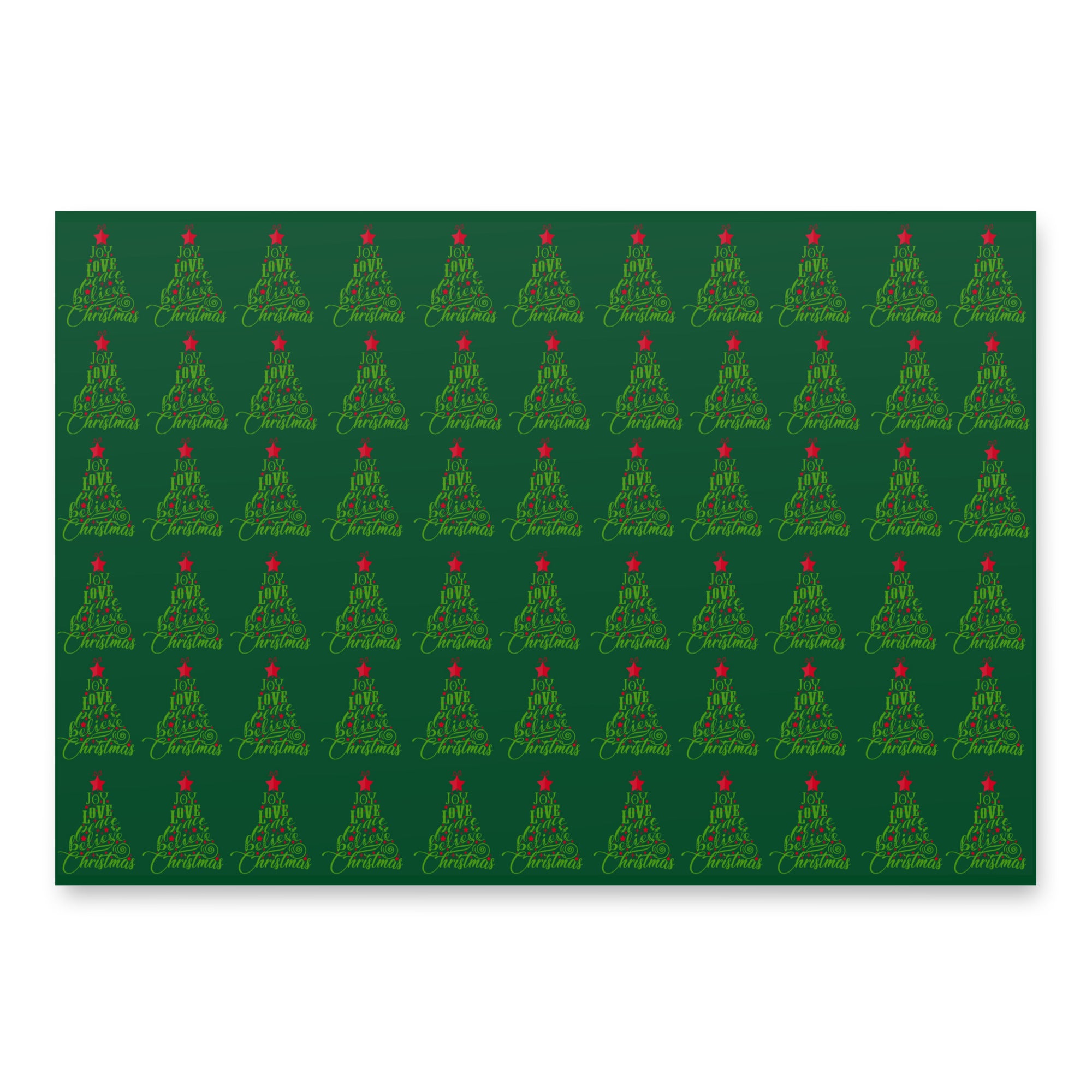 Joy Love Peace Believe Christmas Tree Hunter Green Gift Wrap (3