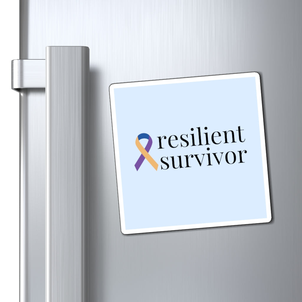 Bladder Cancer "resilient survivor" Magnet (Light Blue) (3 Sizes Available)