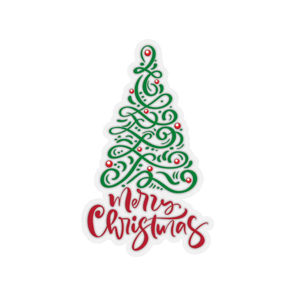 Filigree Merry Christmas Tree Car Sticker (6 X 6)