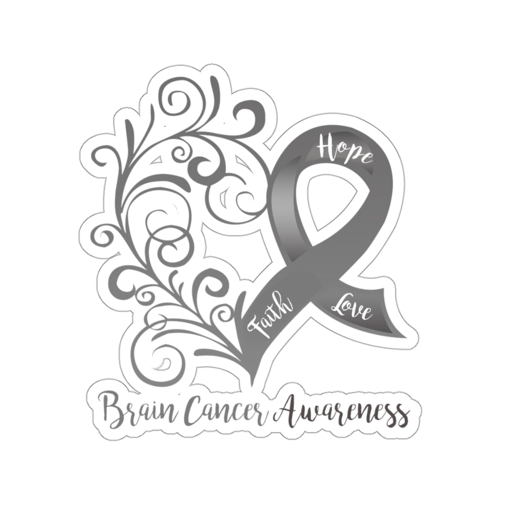 Brain Cancer Awareness Heart Sticker (3x3)