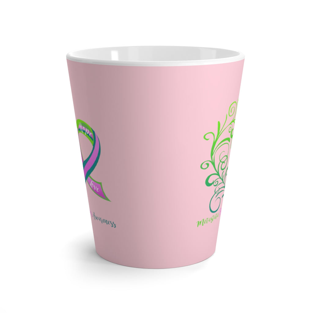 Metastatic Breast Cancer Awareness Pink Latte Mug (12 oz.) (Dual Sided Design)