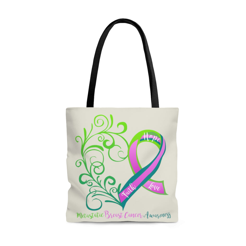 Metastatic Breast Cancer Awareness Large "Natural" Tote Bag (Dual Sided Design)