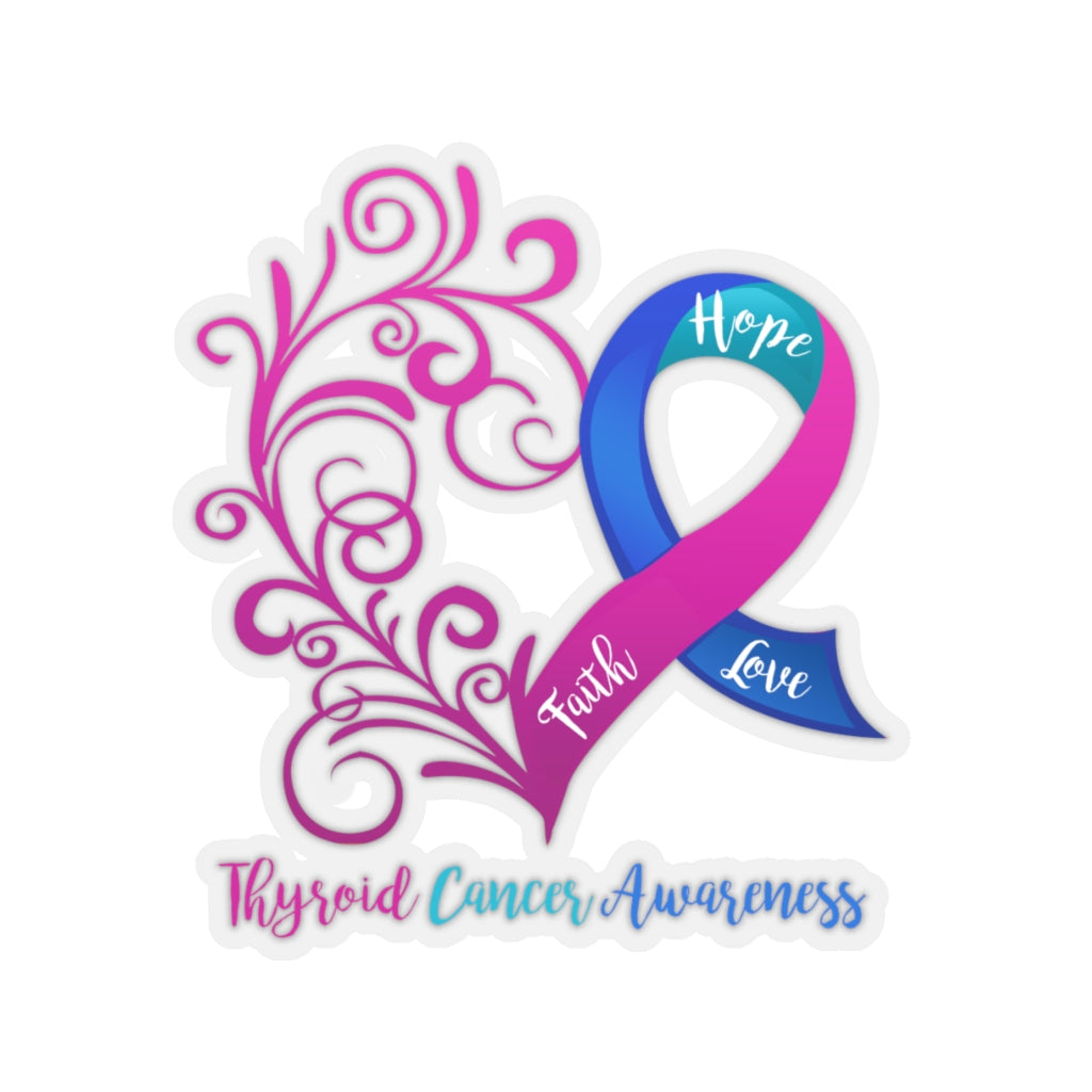 Thyroid Cancer Awareness Heart Sticker (3 x 3)