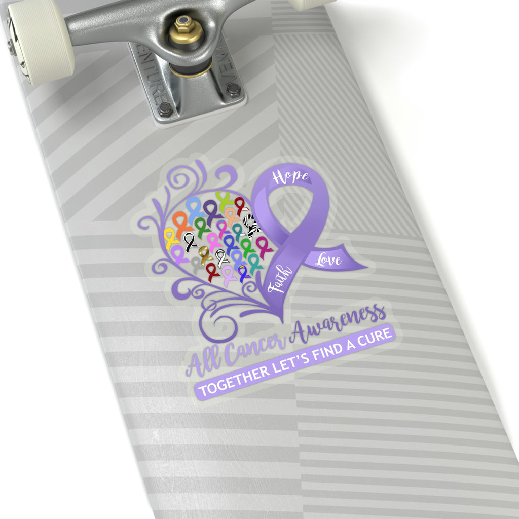 All Cancer Awareness Heart Car Sticker (6 X 6)