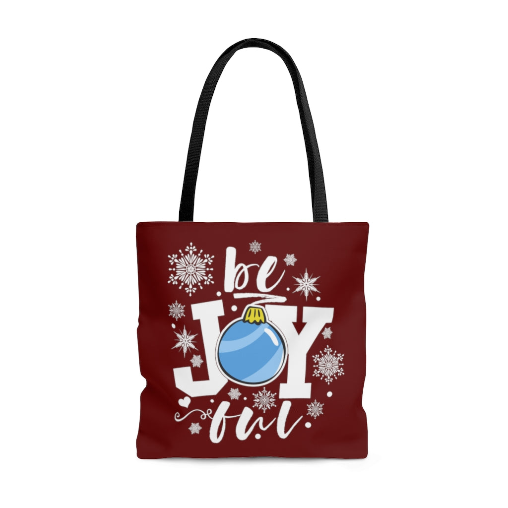 be Joyful Ornament Snowflakes Maroon Tote Bag (Dual-Sided Design)