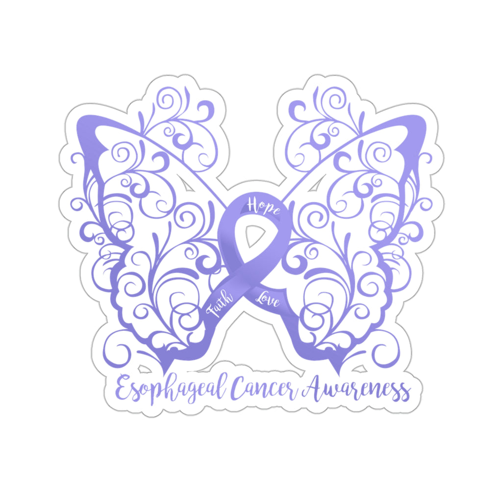 Esophageal Cancer Awareness Butterfly Kiss-Cut Sticker (3x3)