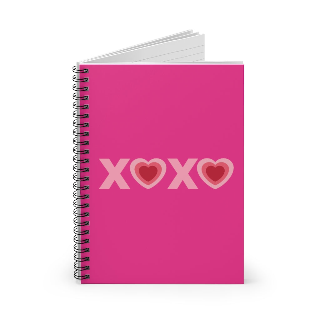Valentines XOXO Heart Spiral Journal - Ruled Line