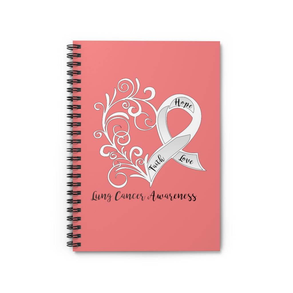 Lung Cancer Coral Spiral Journal - Ruled Line