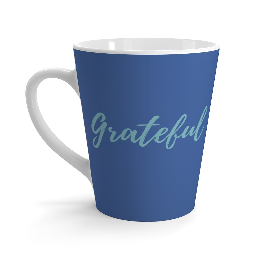 Grateful Script Dark Blue Latte Mug (12 oz.)