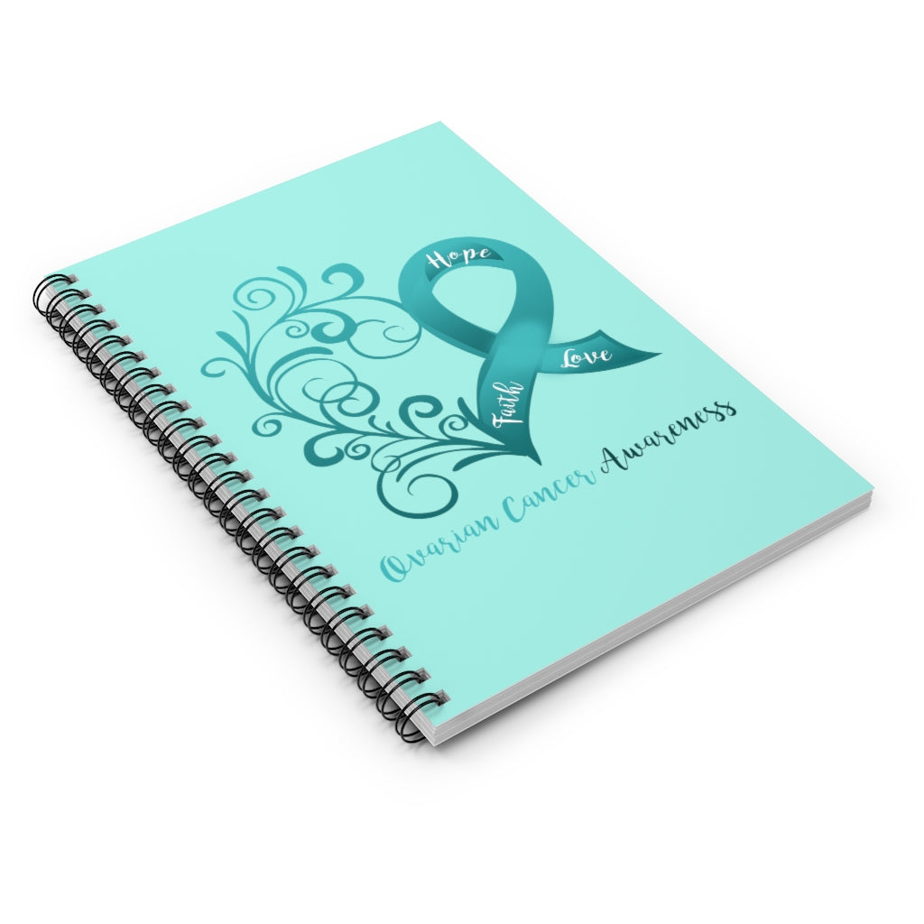 Ovarian Cancer Awareness Spiral Journal - Ruled Line (Light Teal)