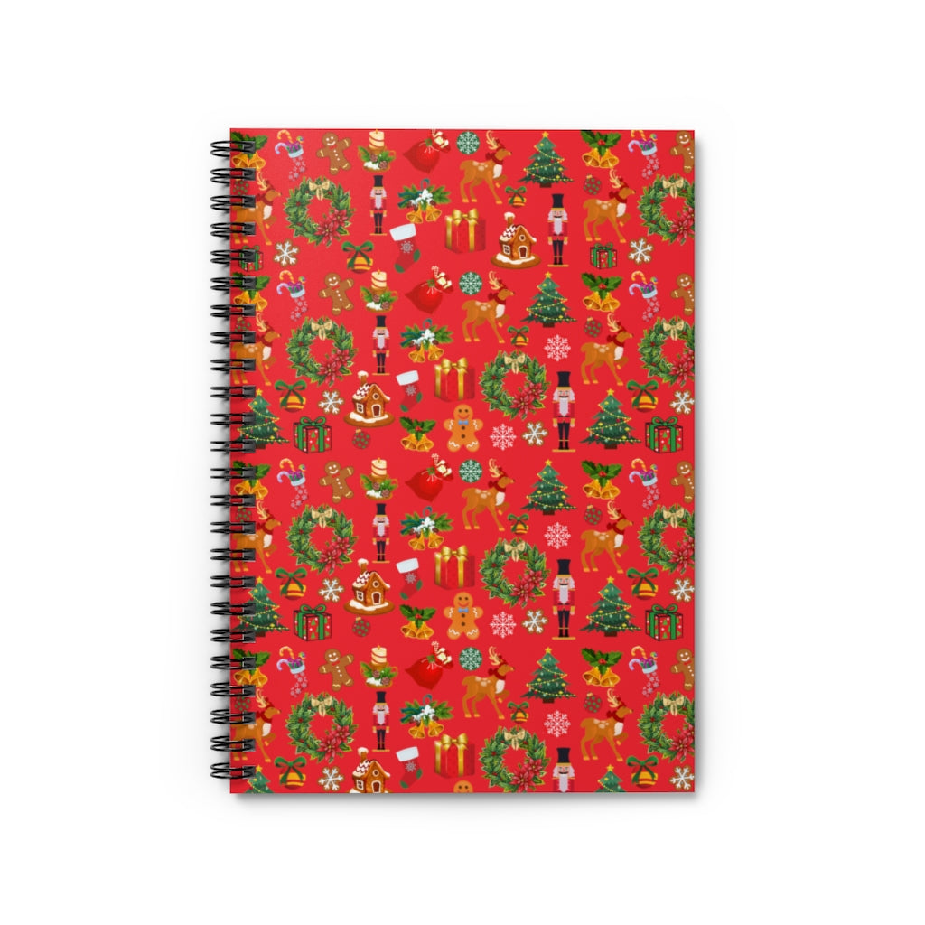 Christmas Joy Holiday Red Spiral Journal - Ruled Line