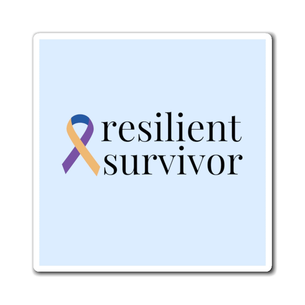 Bladder Cancer "resilient survivor" Magnet (Light Blue) (3 Sizes Available)