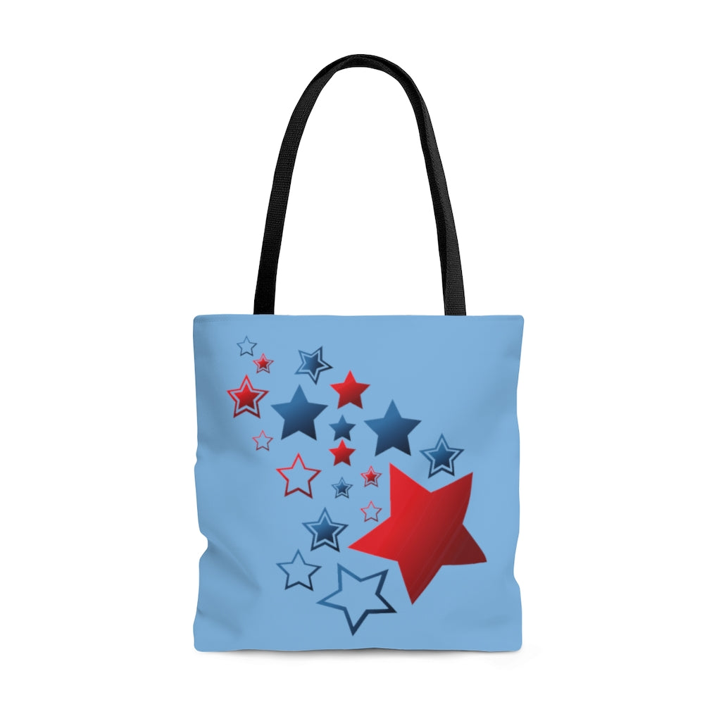 July 4th Stars Large "Light Blue" Tote Bag (Dual Sided Design)